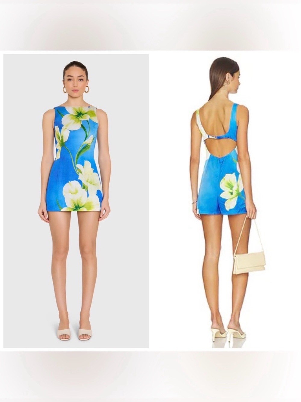 Amanda Uprichard Francie Romper Mallorca Blue Floral XS